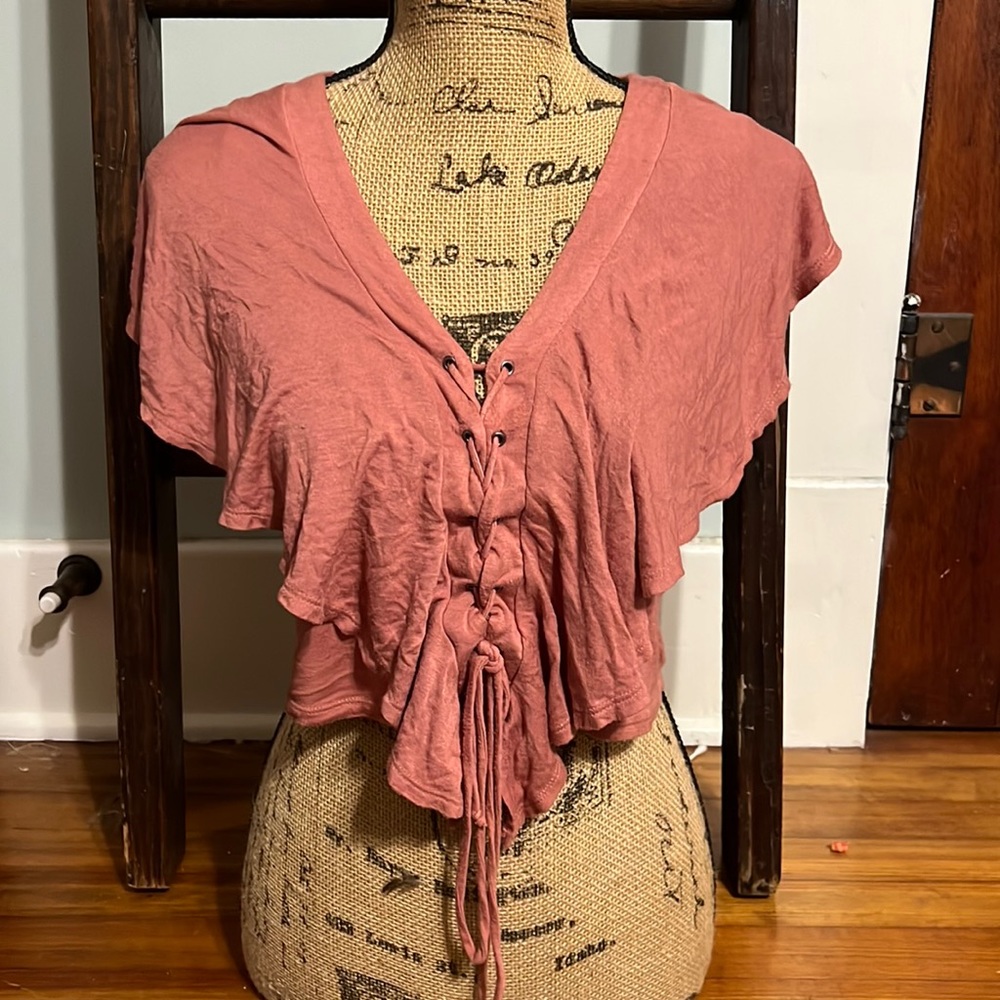 Charlotte Russe, pink, crop top, tie in the front